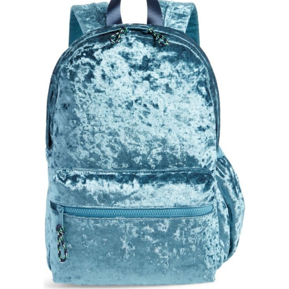 NWT J. Crew Crewcuts Crushed Velvet Backpack in Blue - Picture 1 of 6